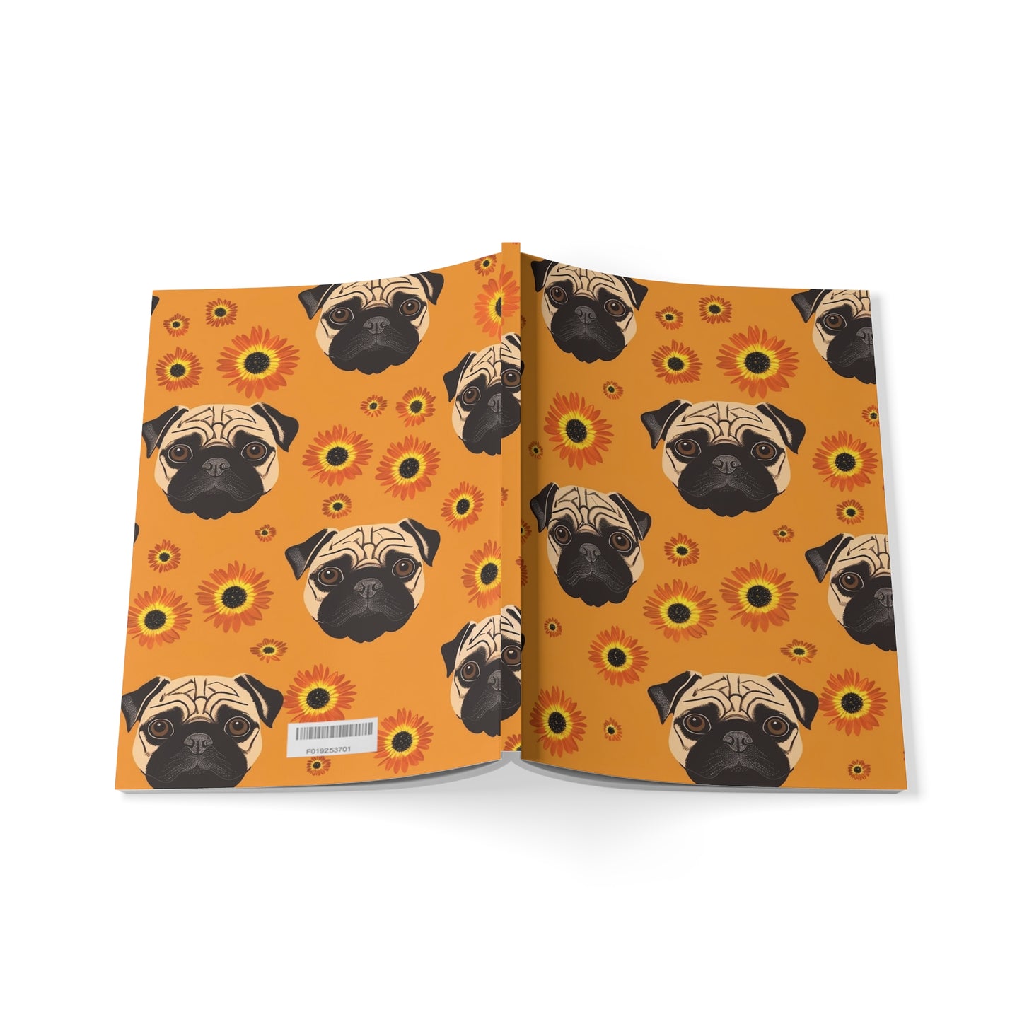 Pug Harvest - Cute Pug & Sunflower Notebook A5