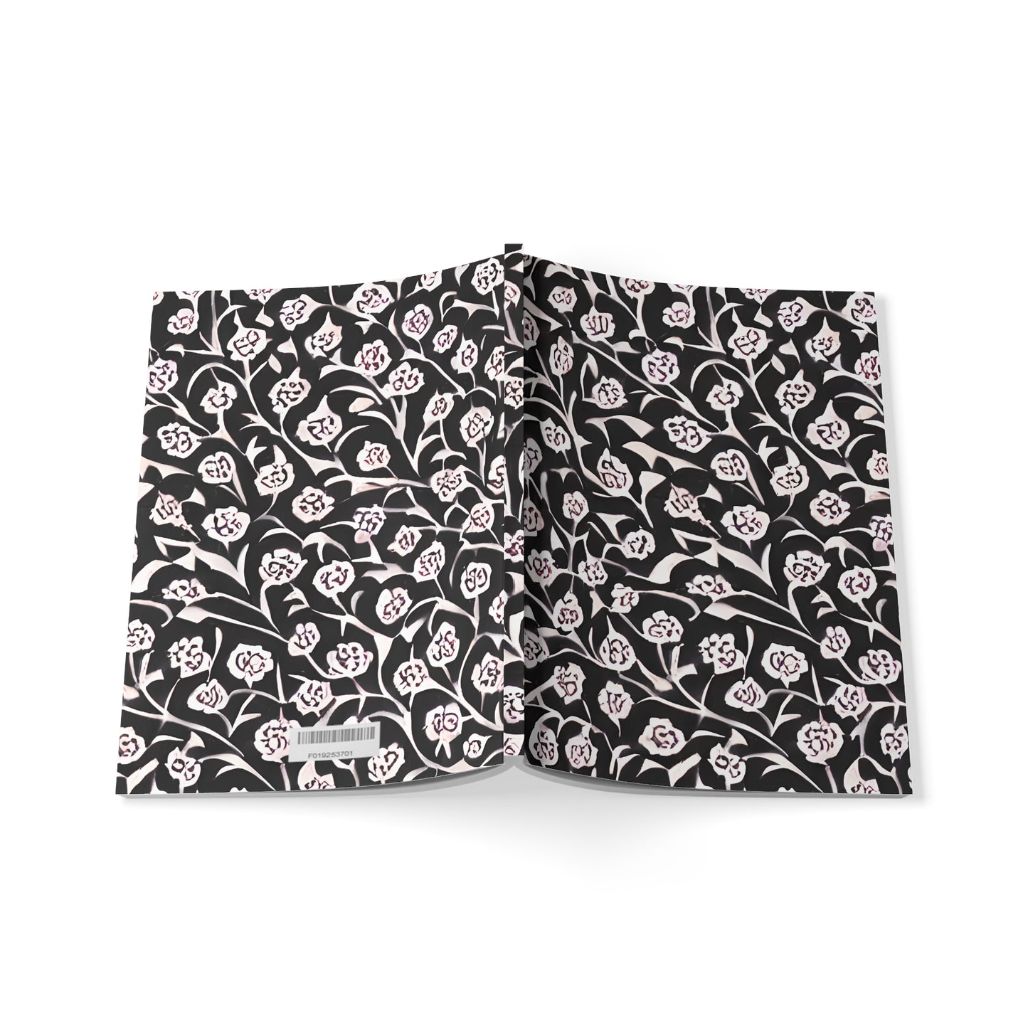 Abstract Black & White Floral Softcover Notebook A5
