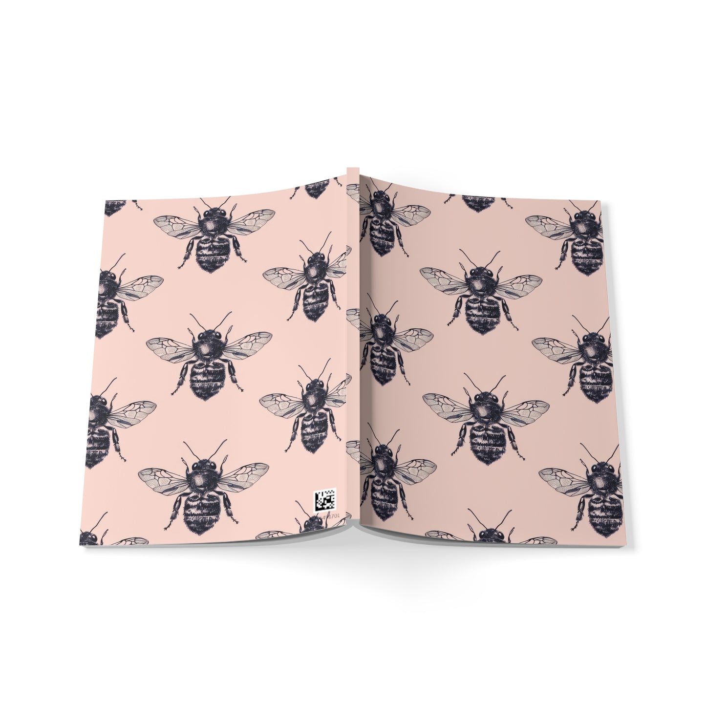 Pink Nectar Bee Pattern Softcover Notebook, A5