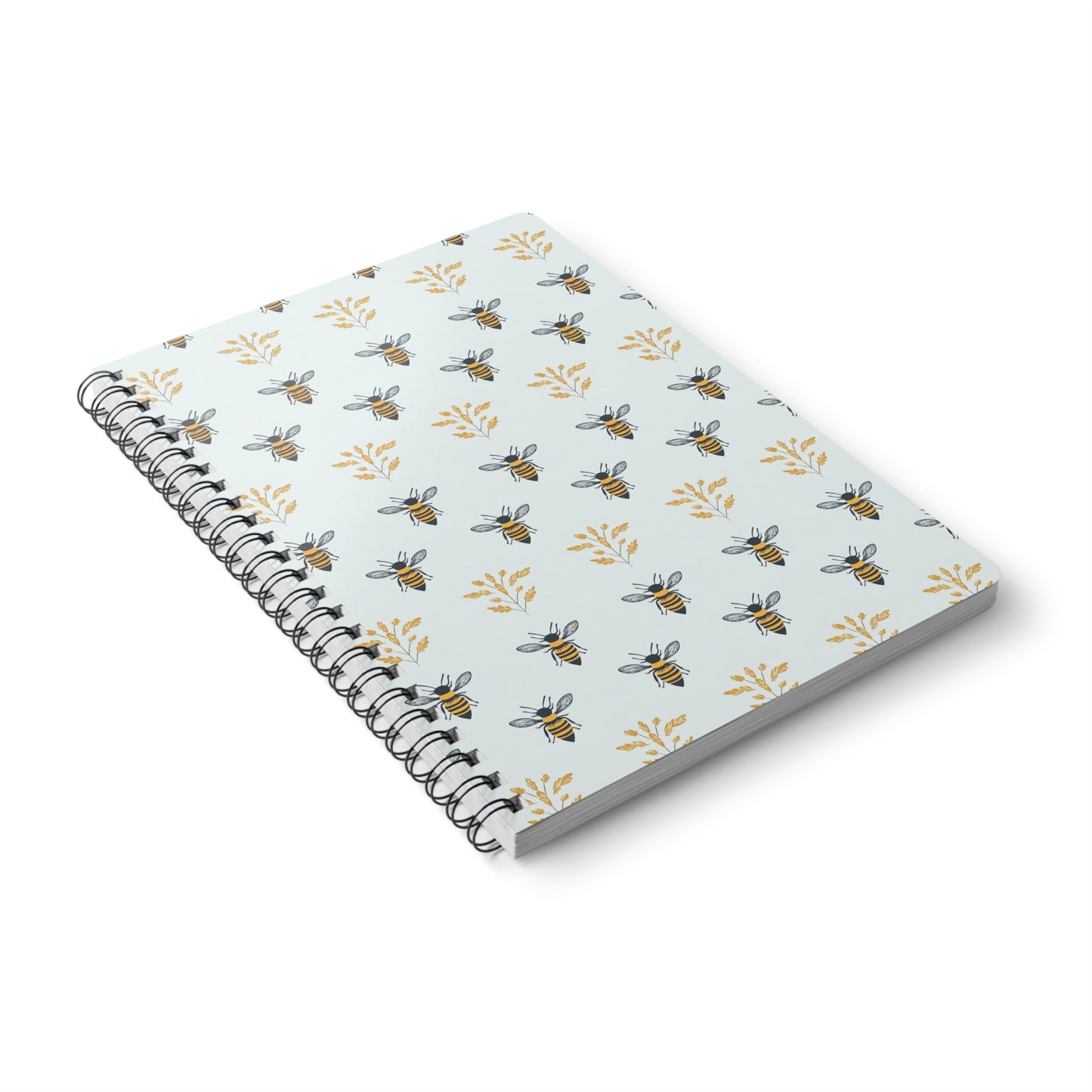 Blue Buzzing Bees Bee-Themed Wirobound Notebook - A5