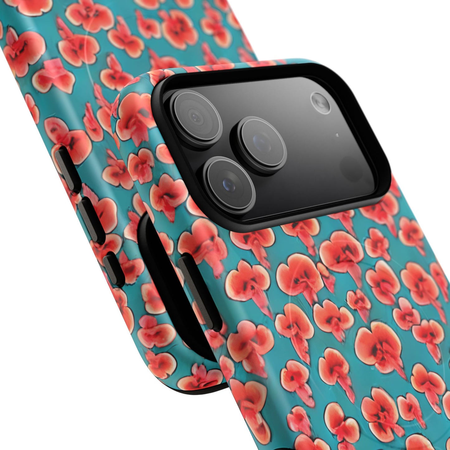 Coral & Teal Abstract Floral Tough Magnetic Case