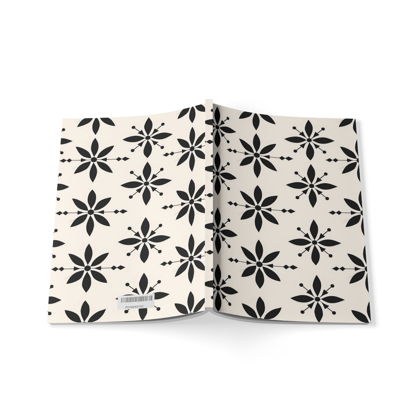 Cream & Black Floral Softcover Notebook, A5