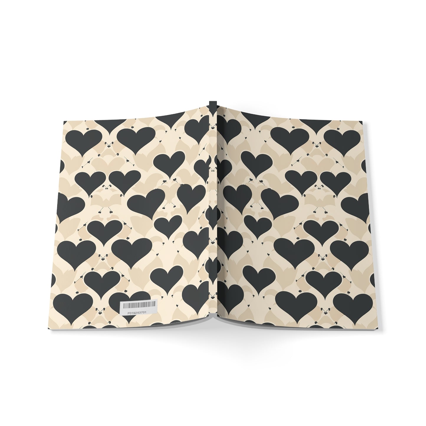 Prose in Taupe Chic Heart Pattern Notebook, A5 Softcover Journal