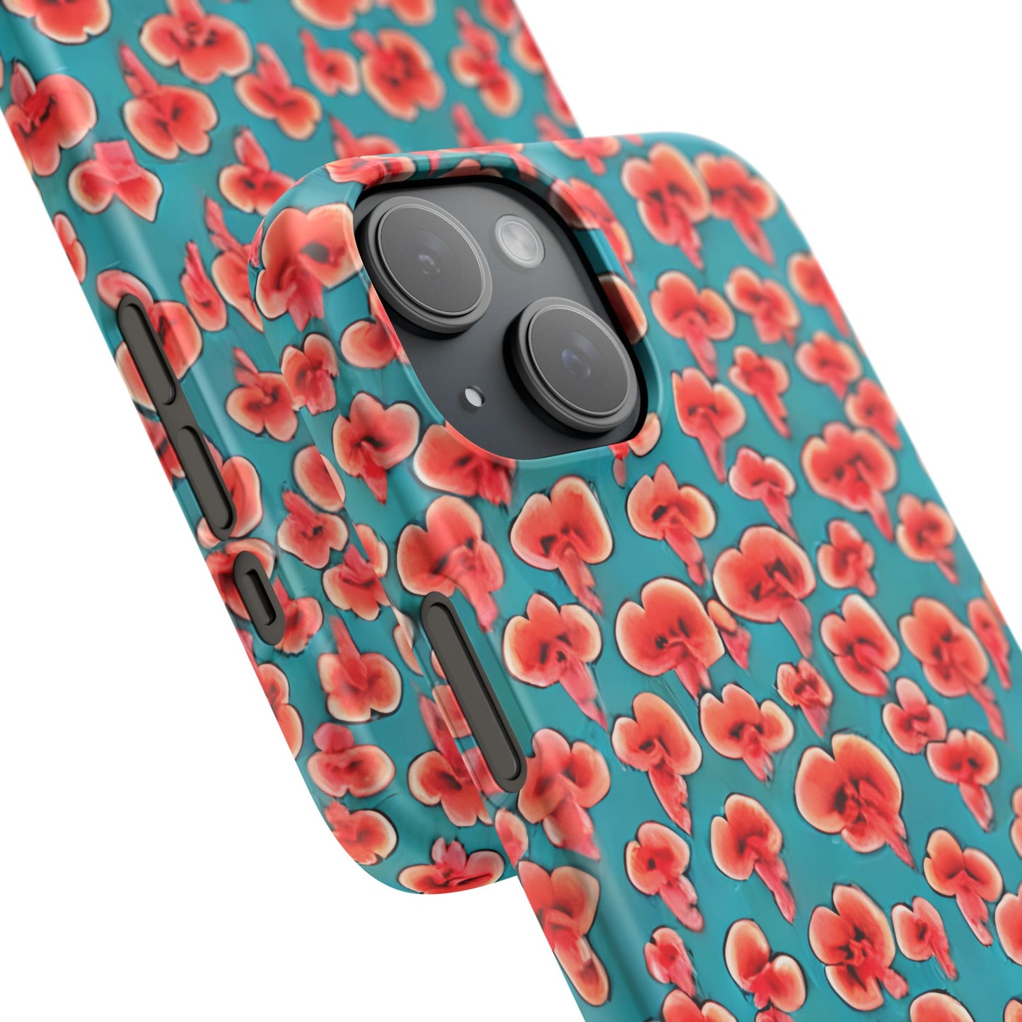Coral & Teal Abstract Floral Snap Case