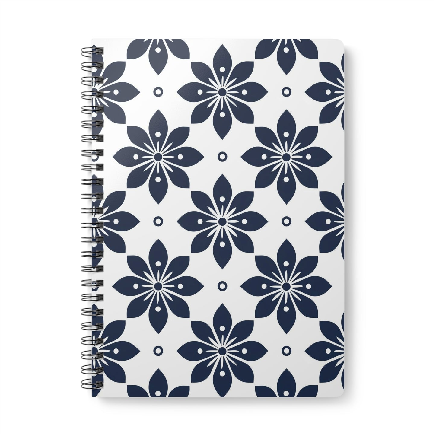 Azure Lattice - Floral Wirobound Notebook, A5