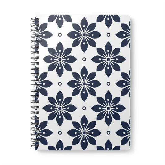 Azure Lattice - Floral Wirobound Softcover Notebook, A5