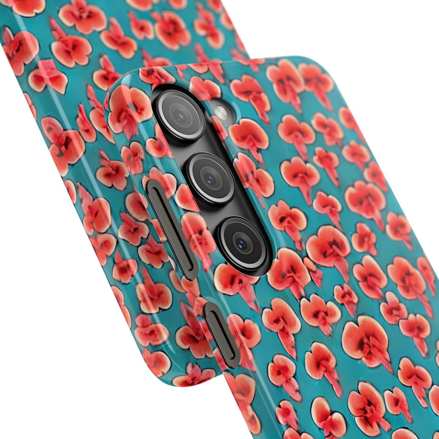 Coral & Teal Abstract Floral Snap Case