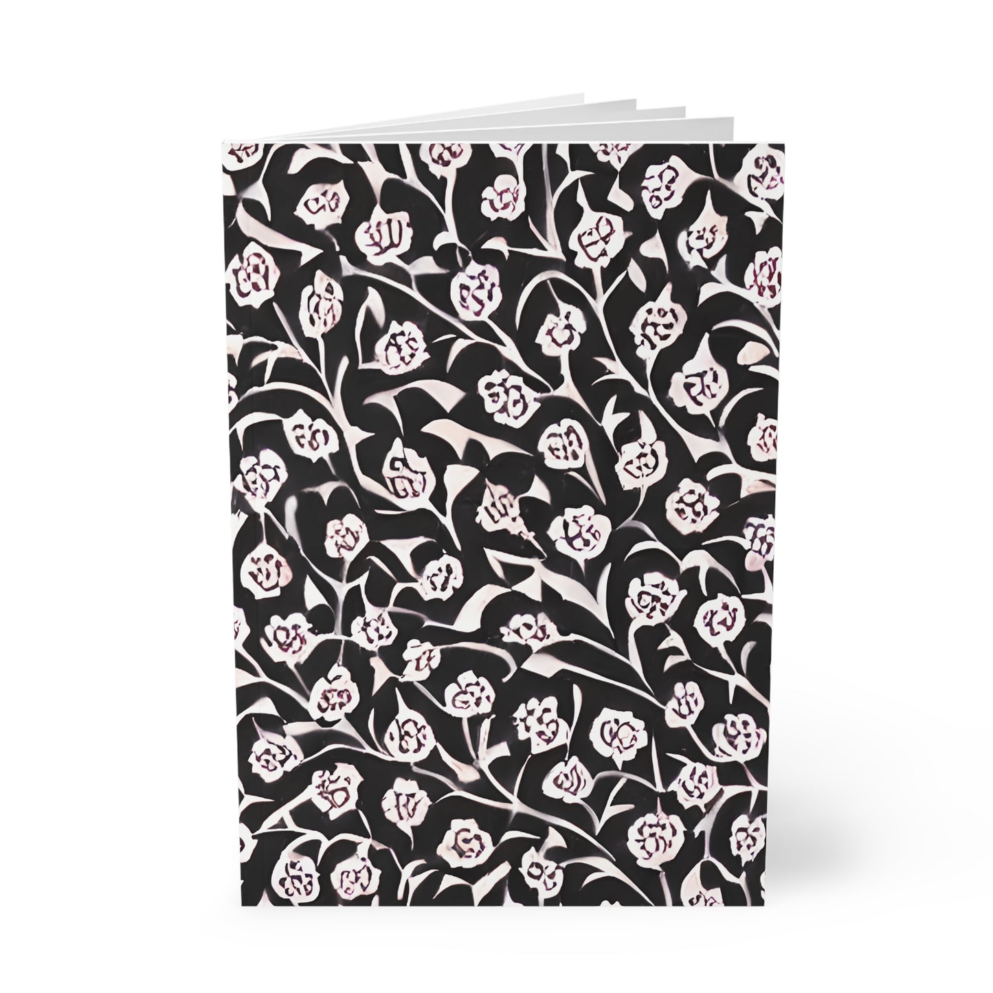 Abstract Black & White Floral Softcover Notebook A5