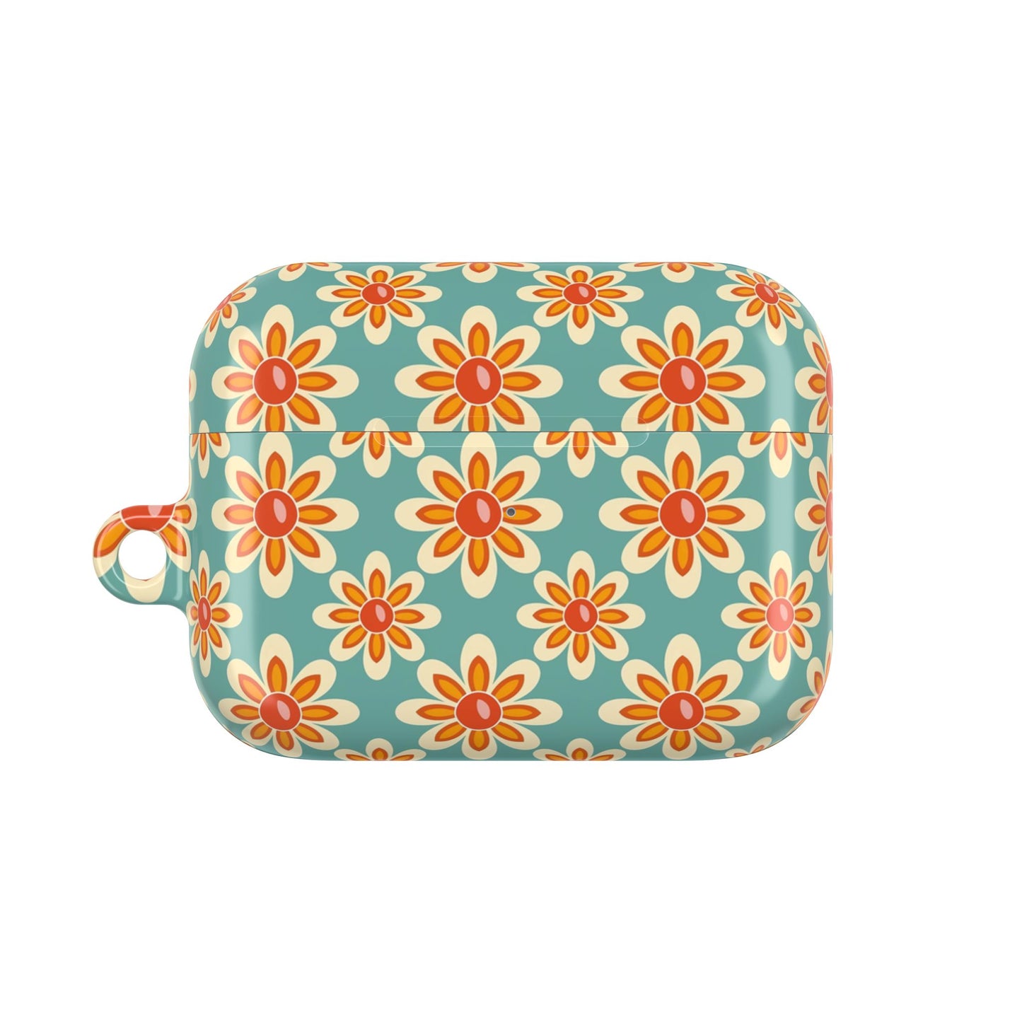 Retro Orange Turquoise Flower AirPod Case