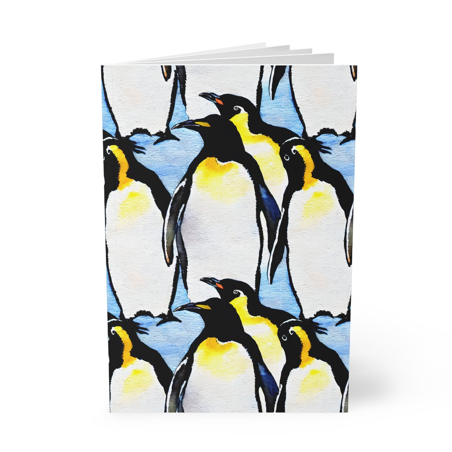 Polar Parade Penguin-patterned Softcover Notebook, A5