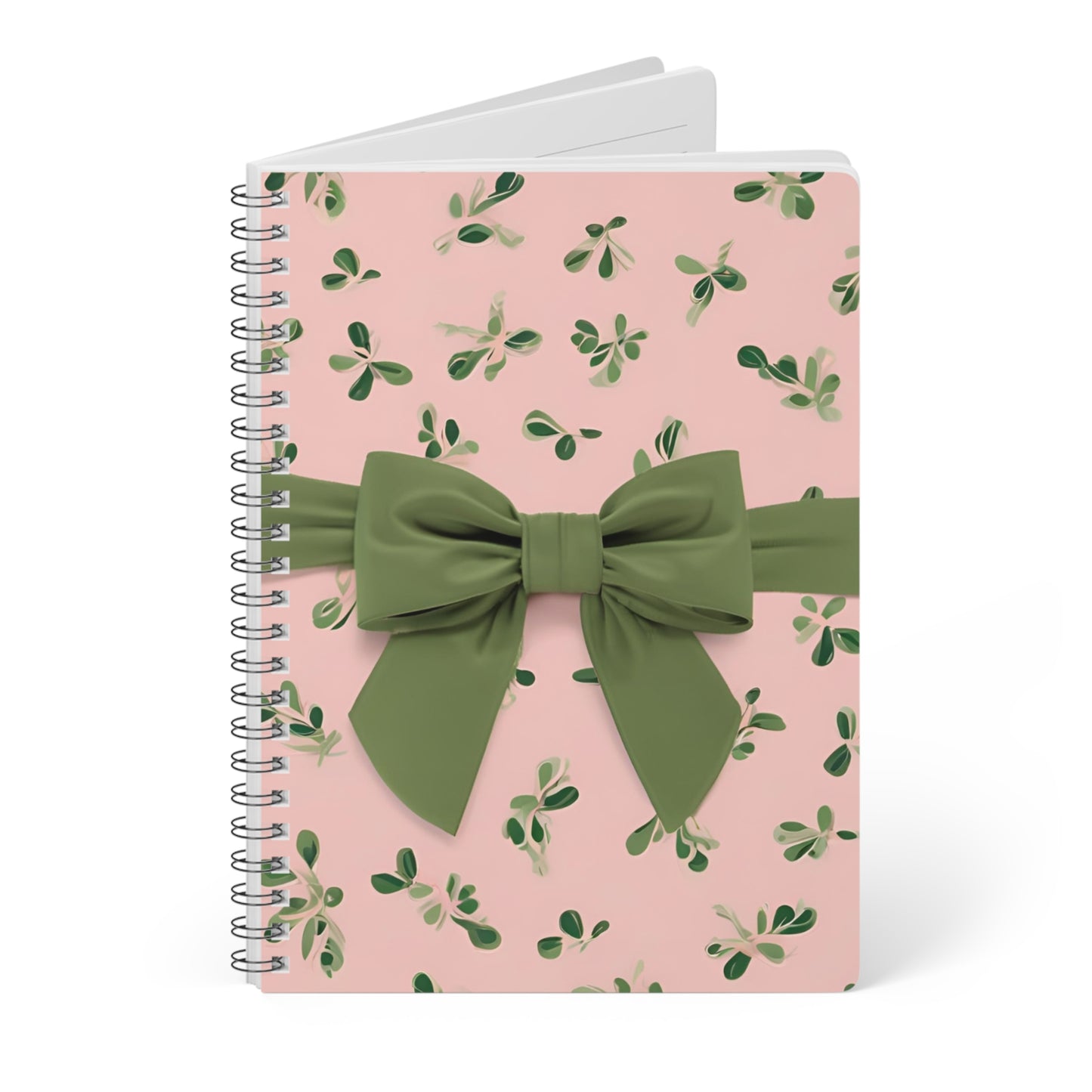 Blushing Bow - Floral Wirobound Notebook - A5