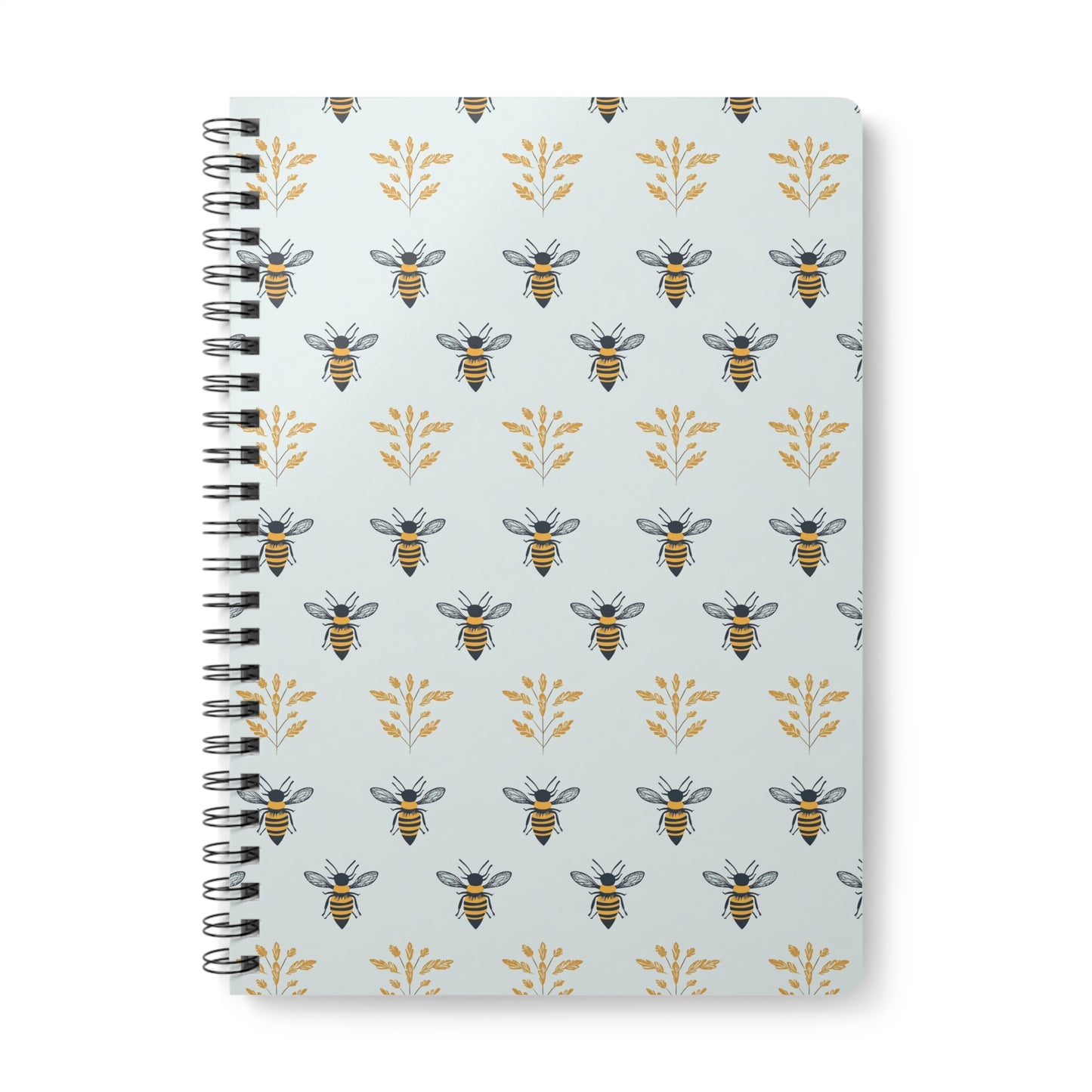 Blue Buzzing Bees Bee-Themed Wirobound Notebook - A5