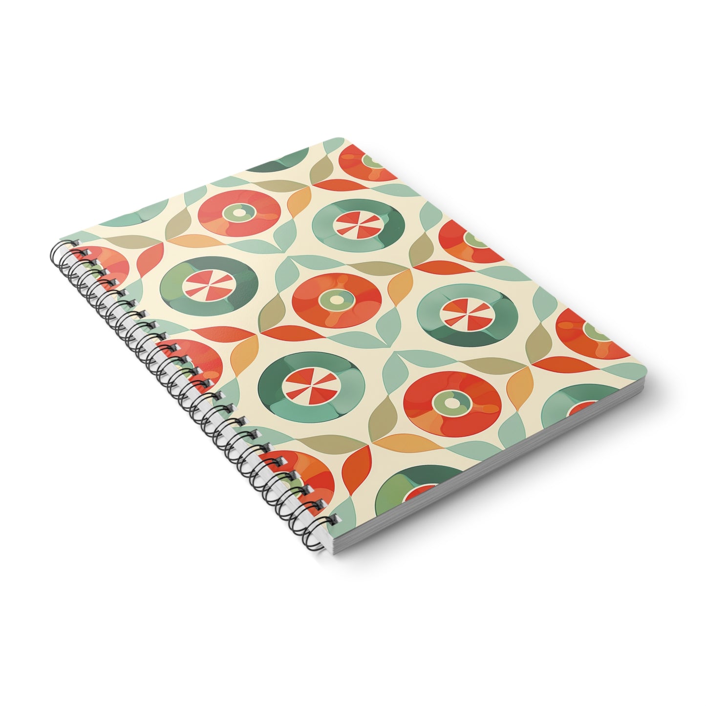 Crossplay Spheres - Colorful Floral Pattern Wirobound Notebook, A5