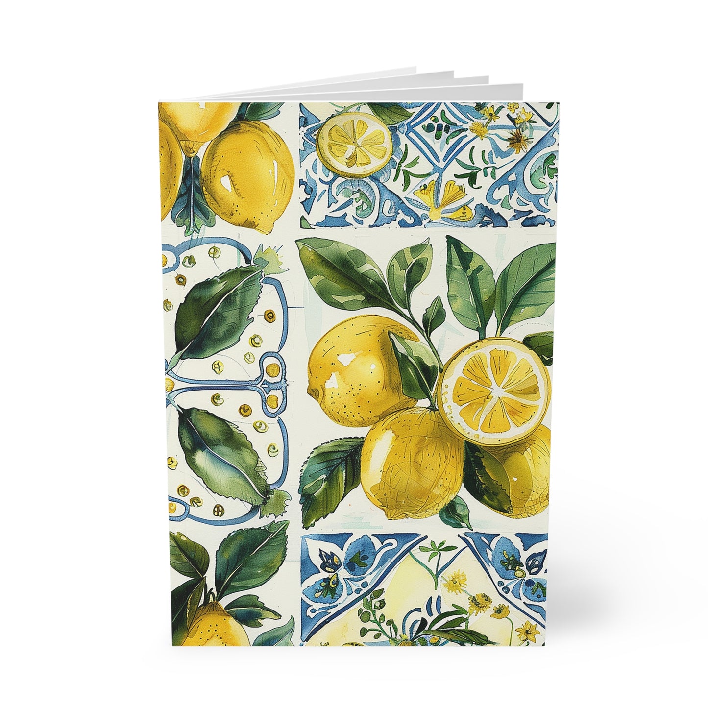 Citrus Fresco Lemon Pattern Softcover Notebook, A5