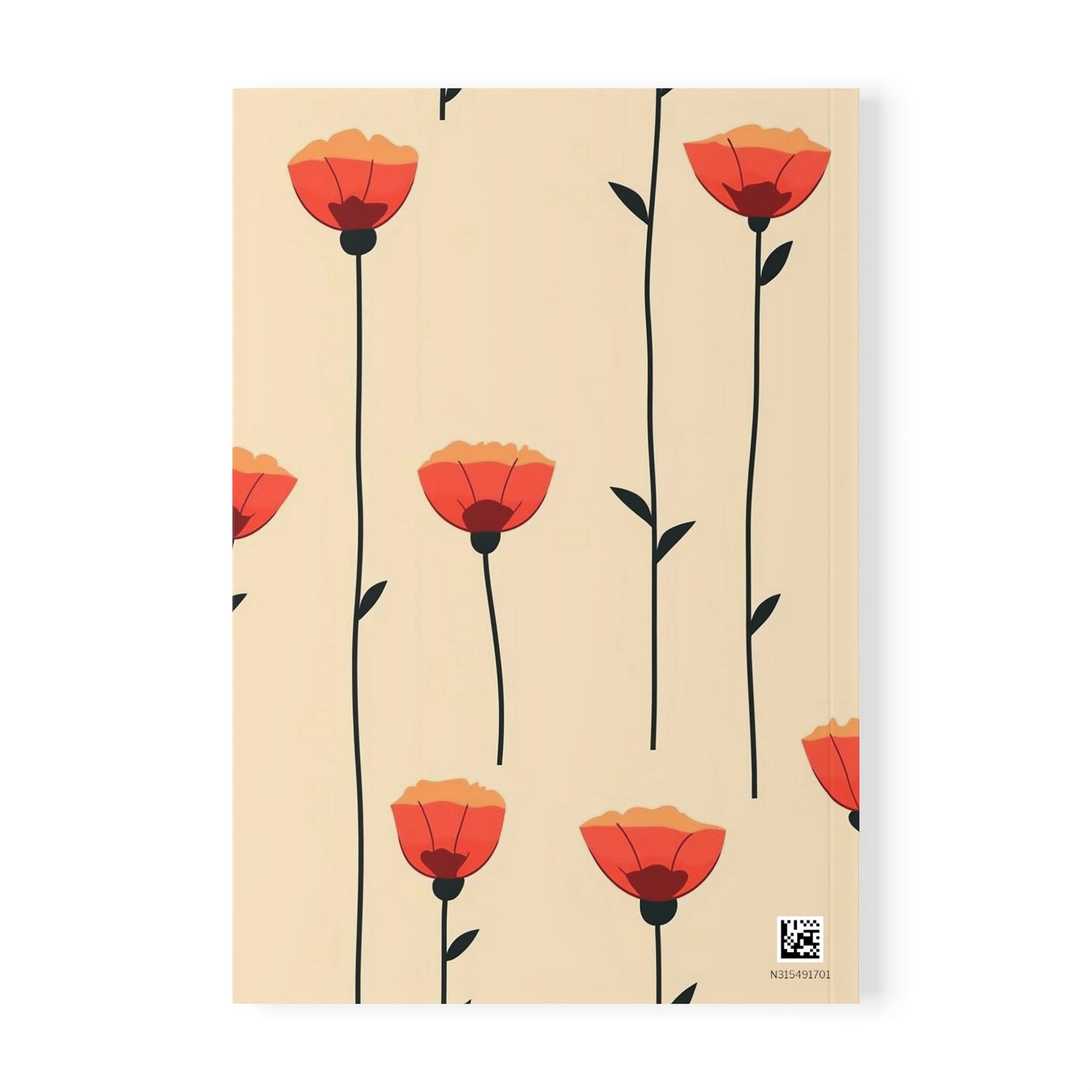 Notizbuch mit Mohnblumenmuster, Softcover, A5