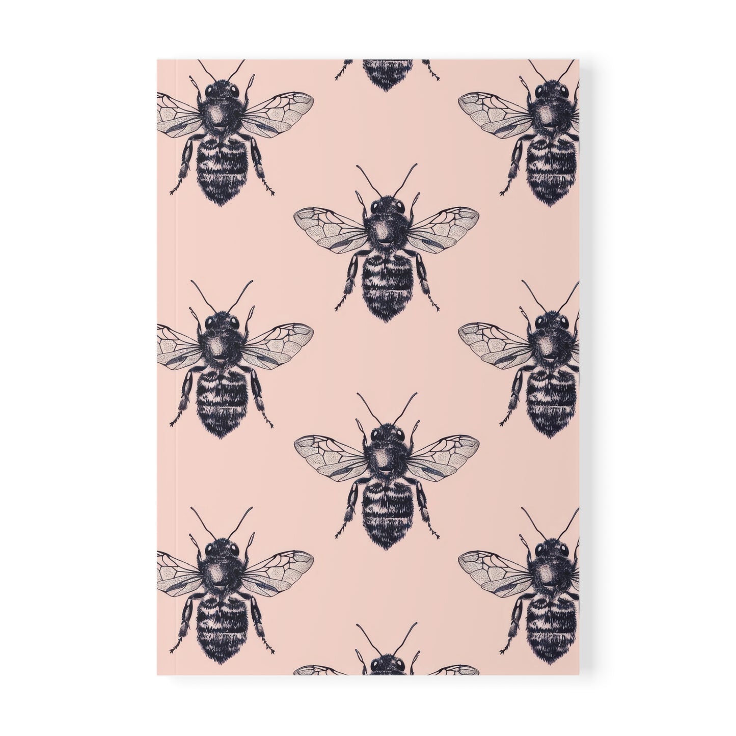 Pink Nectar Bee Pattern Softcover Notebook, A5