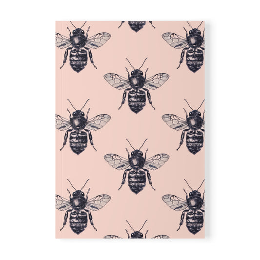 Pink Nectar Bee Pattern Softcover Notebook, A5
