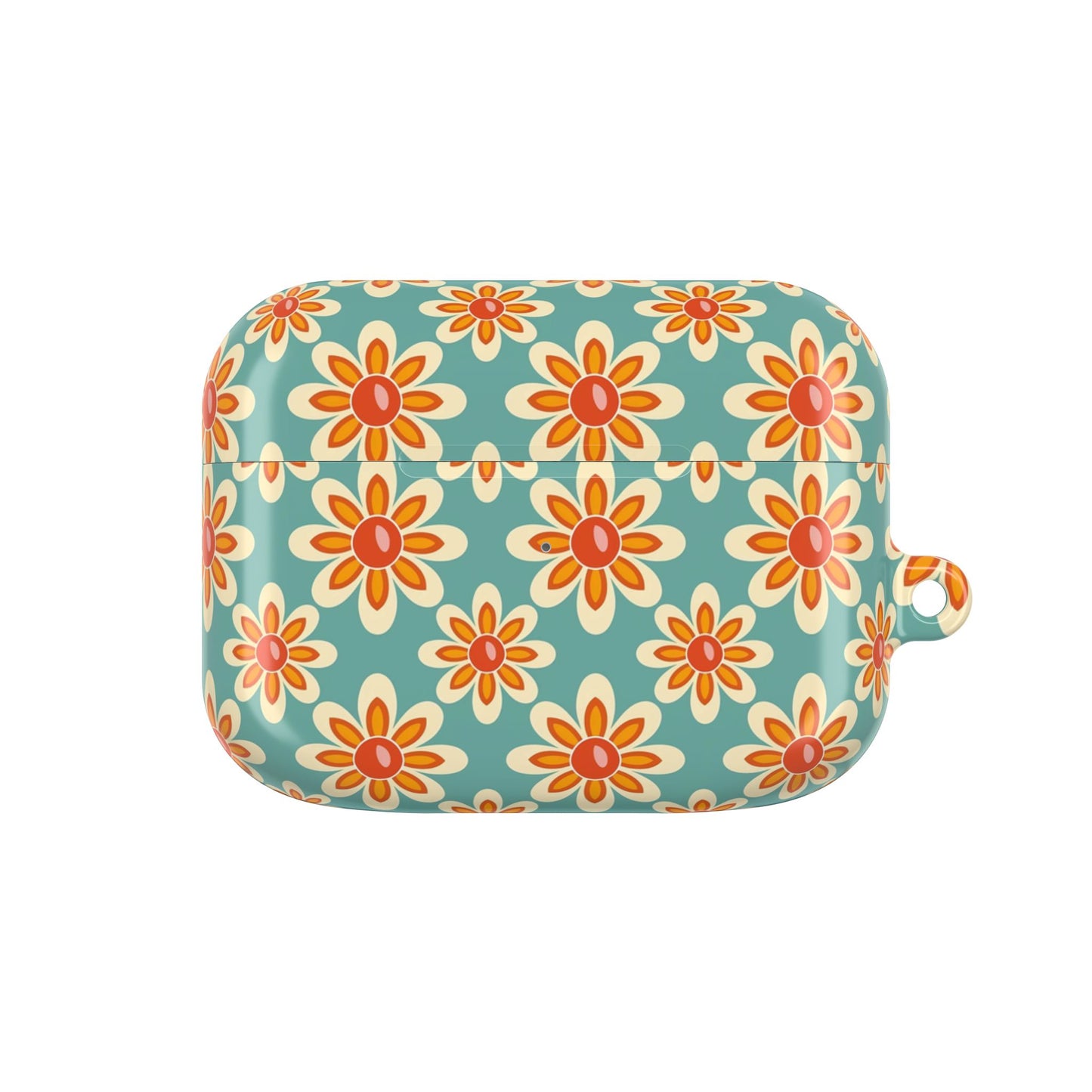 Retro Orange Turquoise Flower AirPod Case