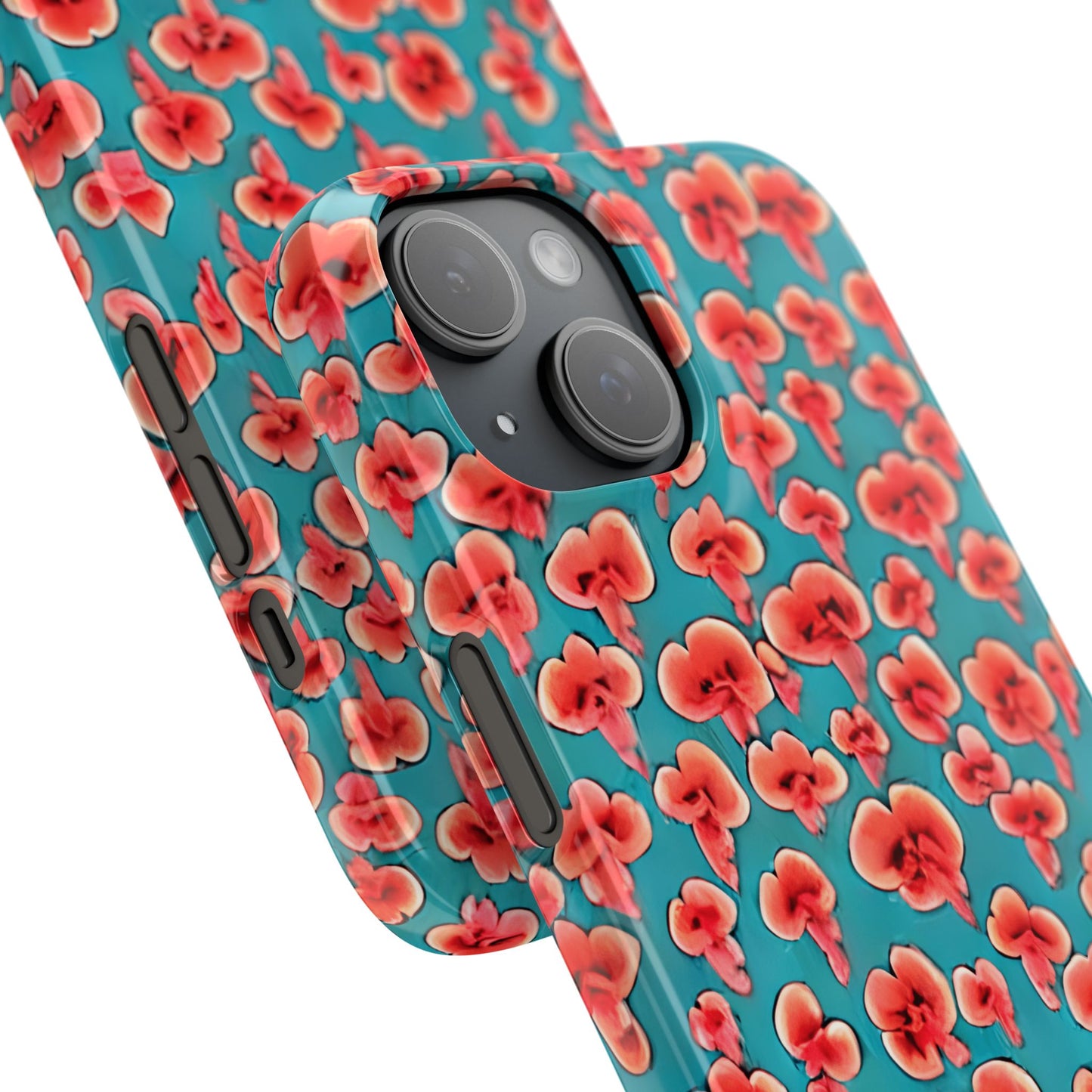 Coral & Teal Abstract Floral Snap Case