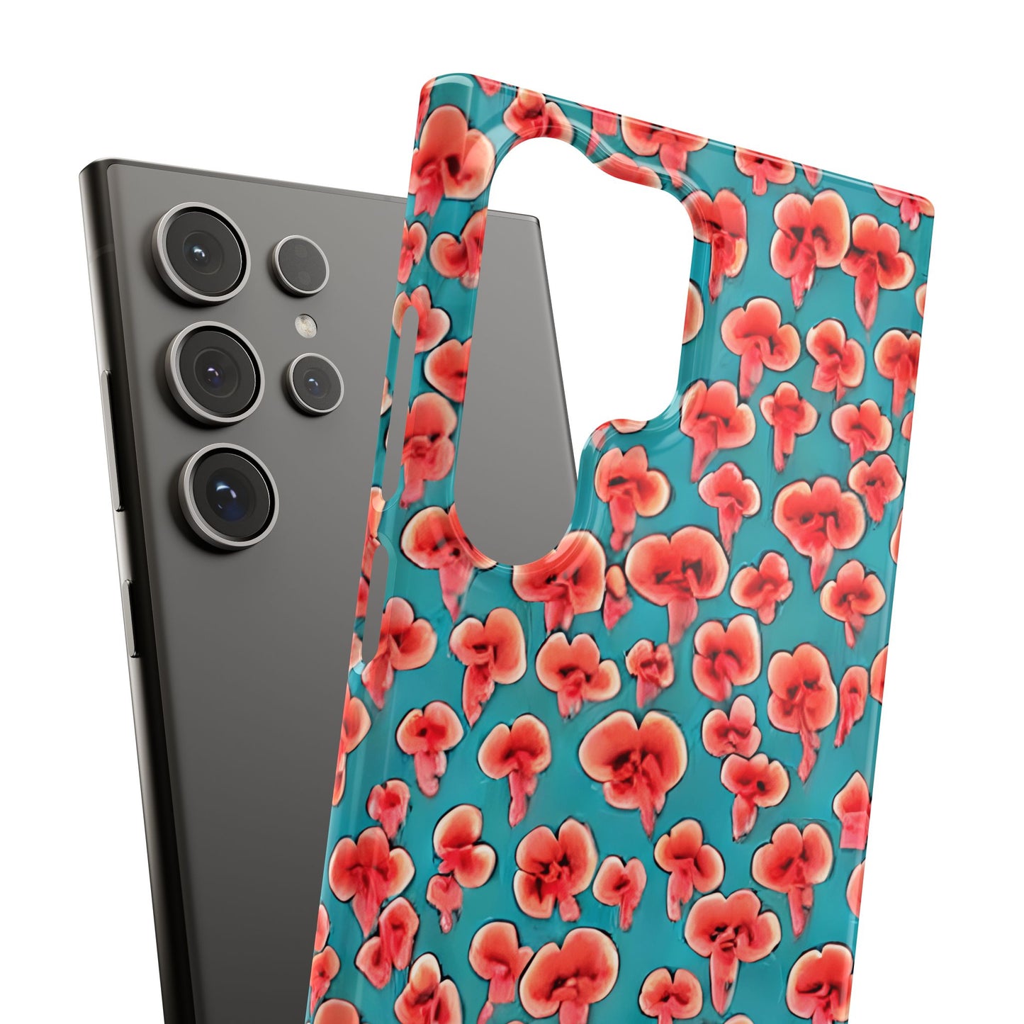 Coral & Teal Abstract Floral Snap Case