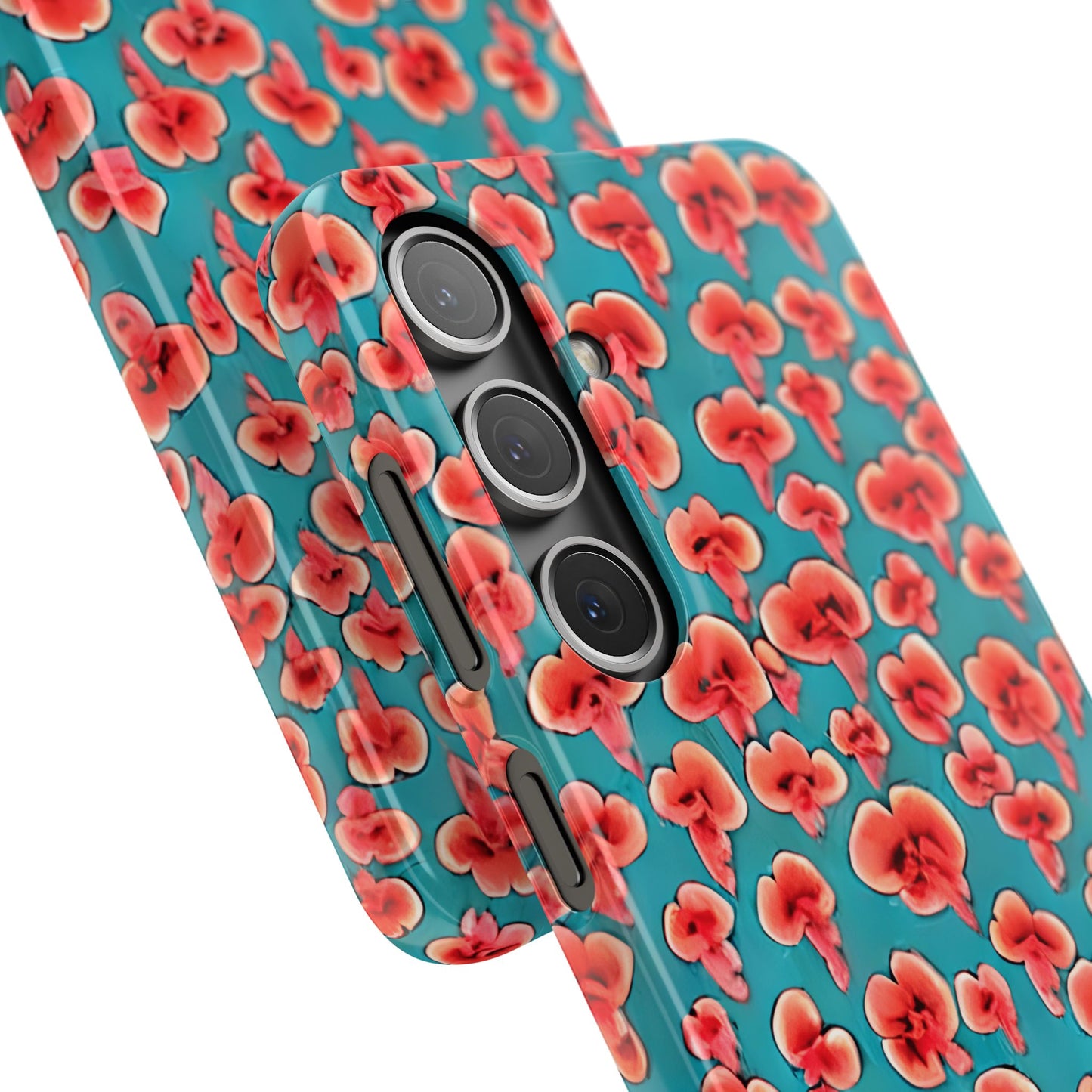 Coral & Teal Abstract Floral Snap Case