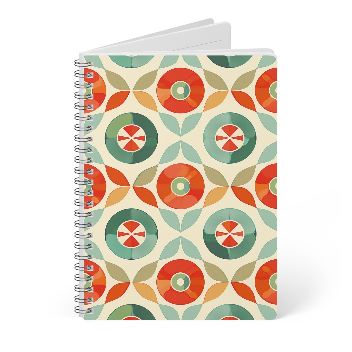 Crossplay Spheres - Colorful Floral Pattern Wirobound Notebook, A5