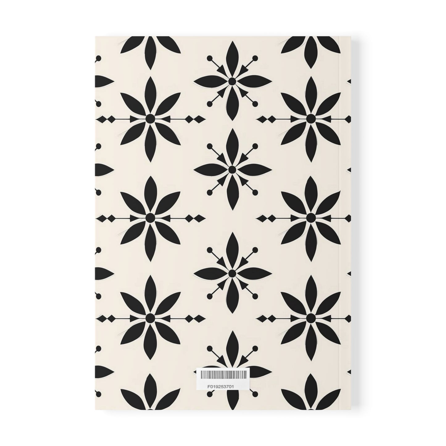 Cream & Black Floral Softcover Notebook, A5