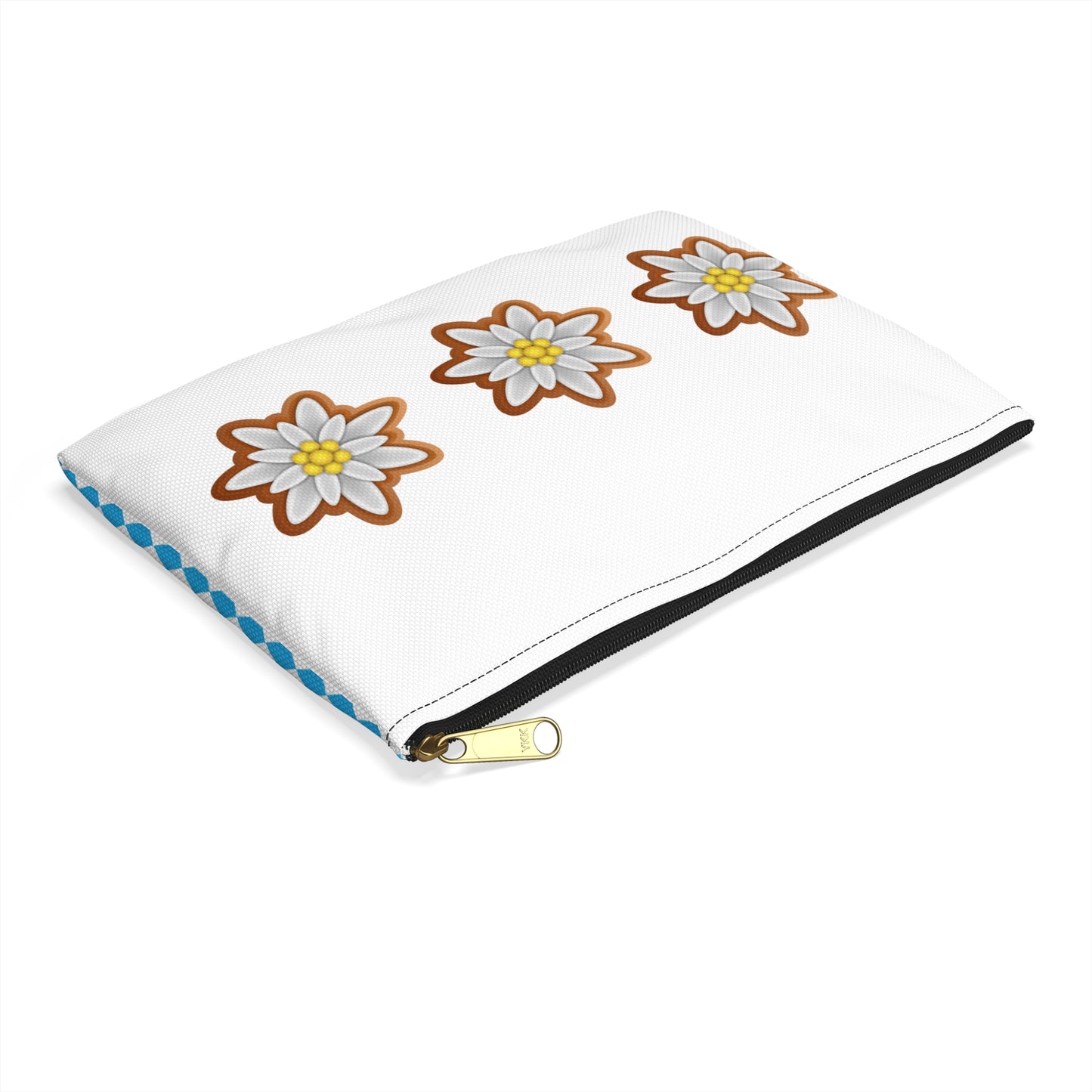 Edelweiss Flowers Accessory Pouch | Bavarian Diamond Pattern