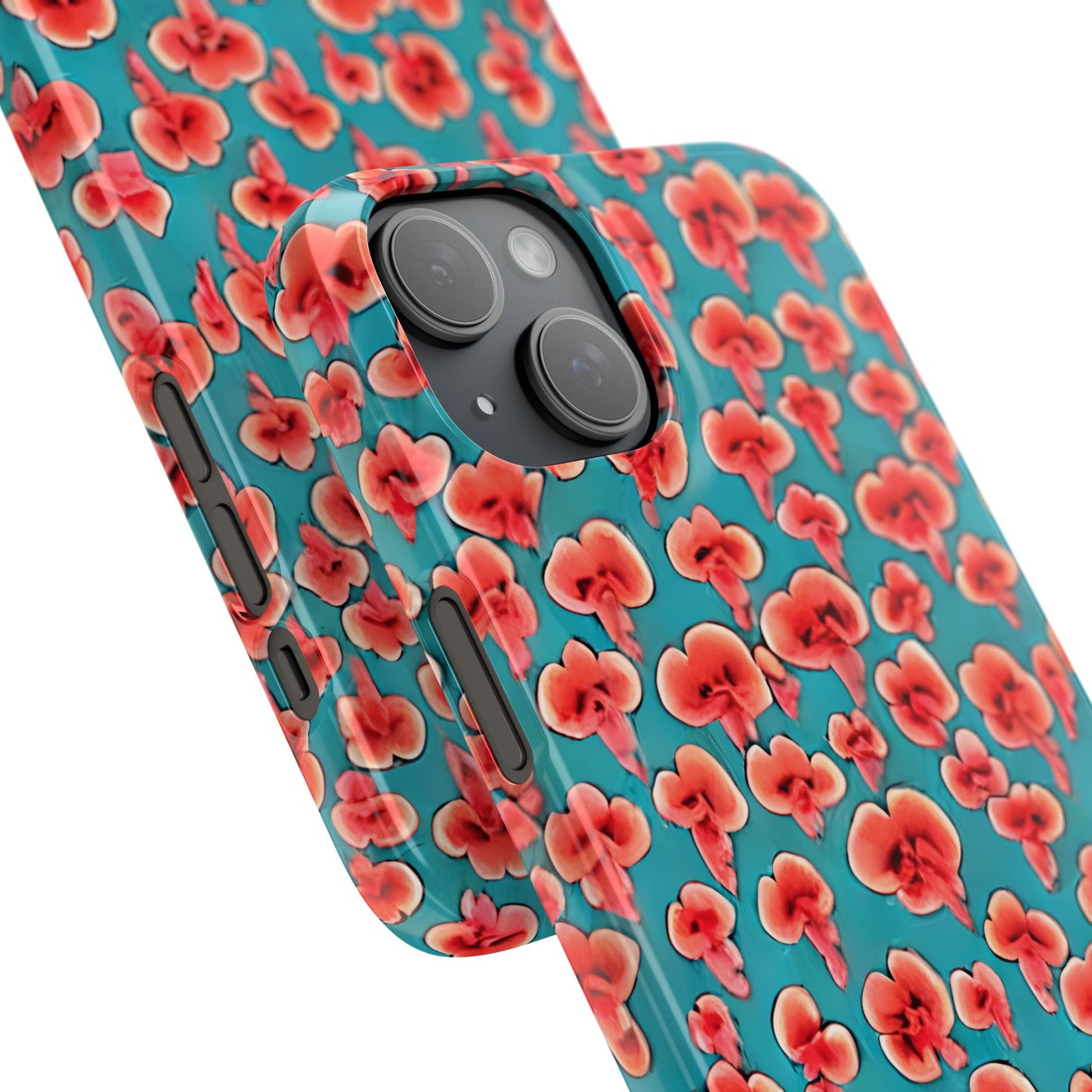 Coral & Teal Abstract Floral Snap Case
