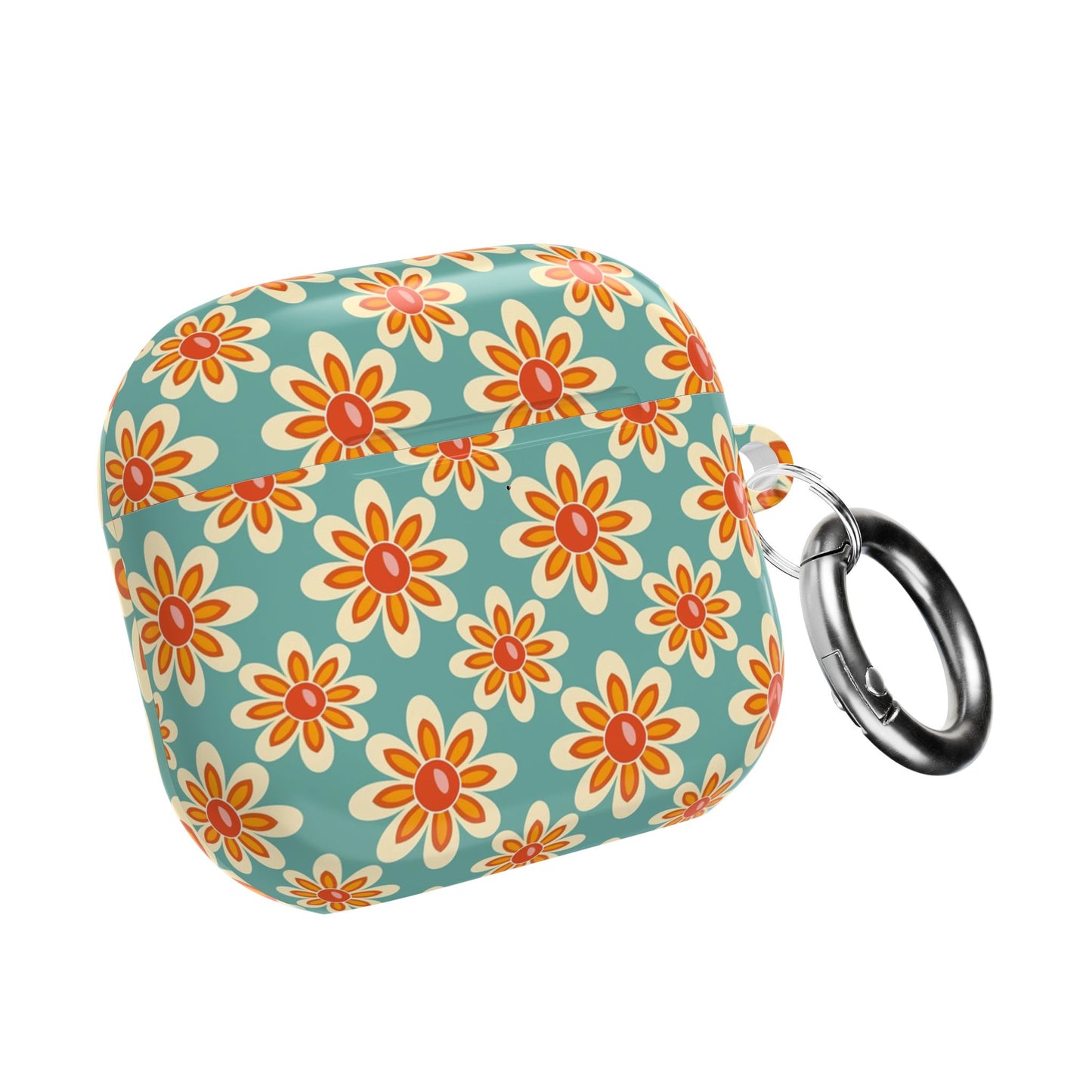 Retro Vintage Orange Turquoise Flower AirPod Cases