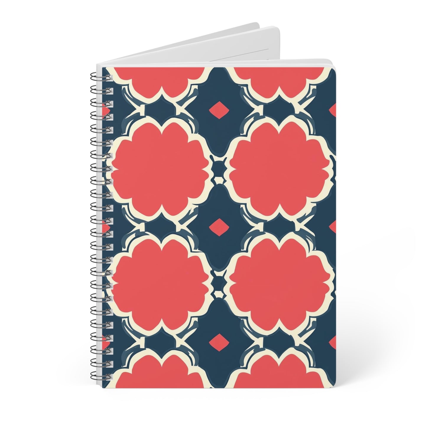 Scarlet Orbit Chic Floral Wirobound Notebook A5