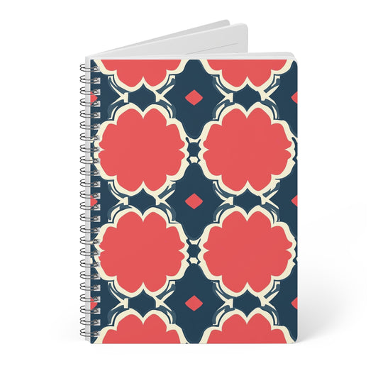 Scarlet Orbit Chic Floral Wirobound Notebook A5