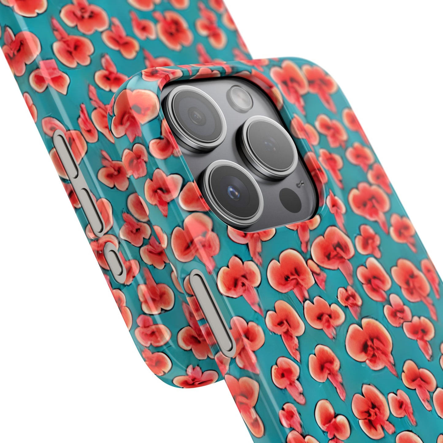 Coral & Teal Abstract Floral Snap Case