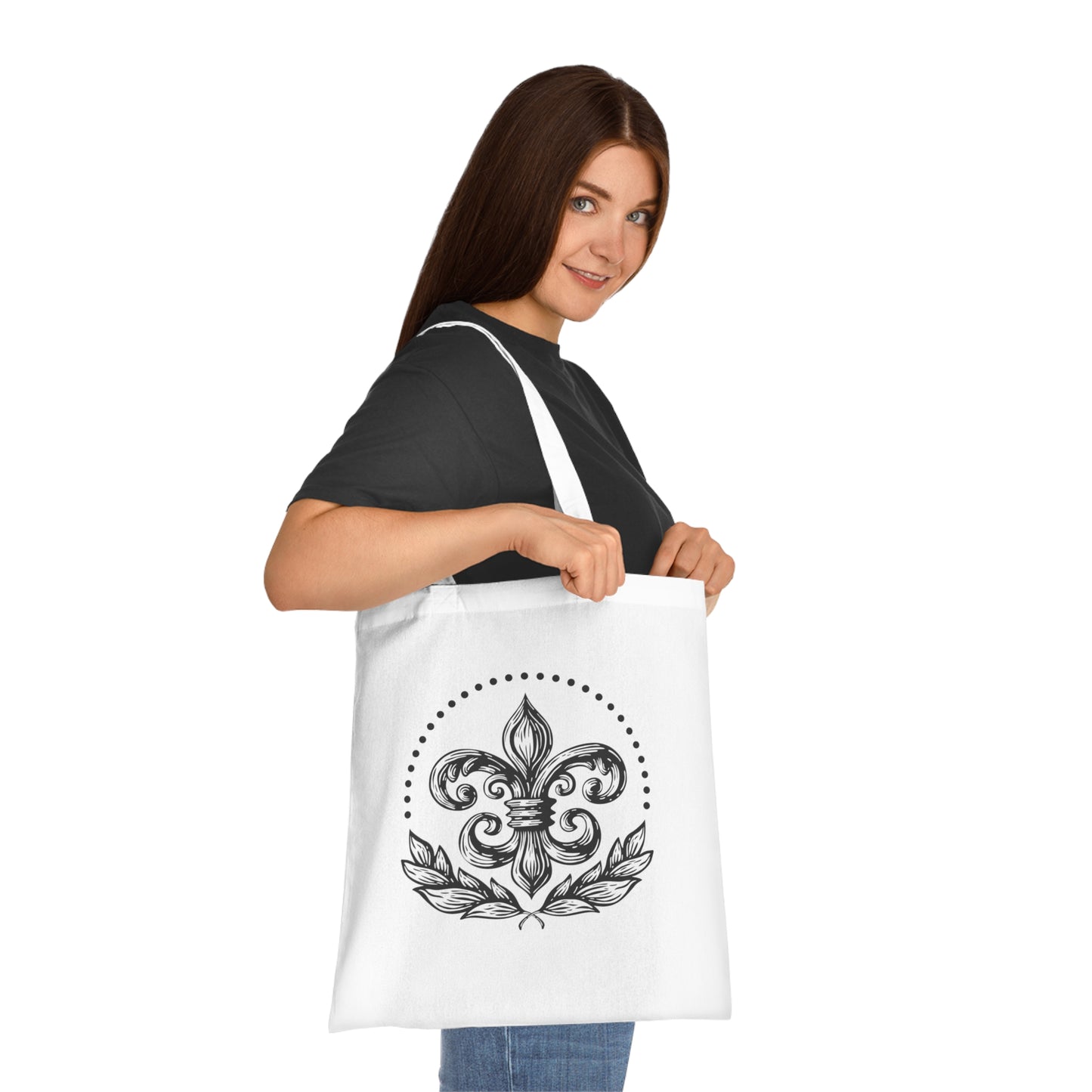 Vintage Style Fleur de Lis Cotton Tote