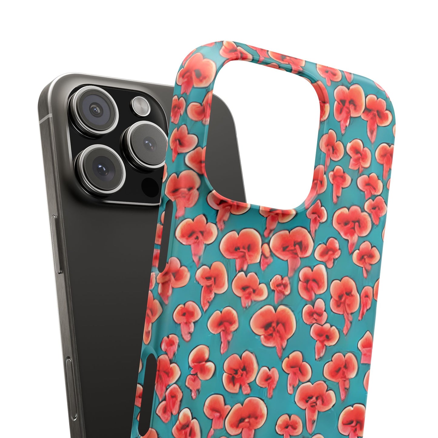 Coral & Teal Abstract Floral Snap Case