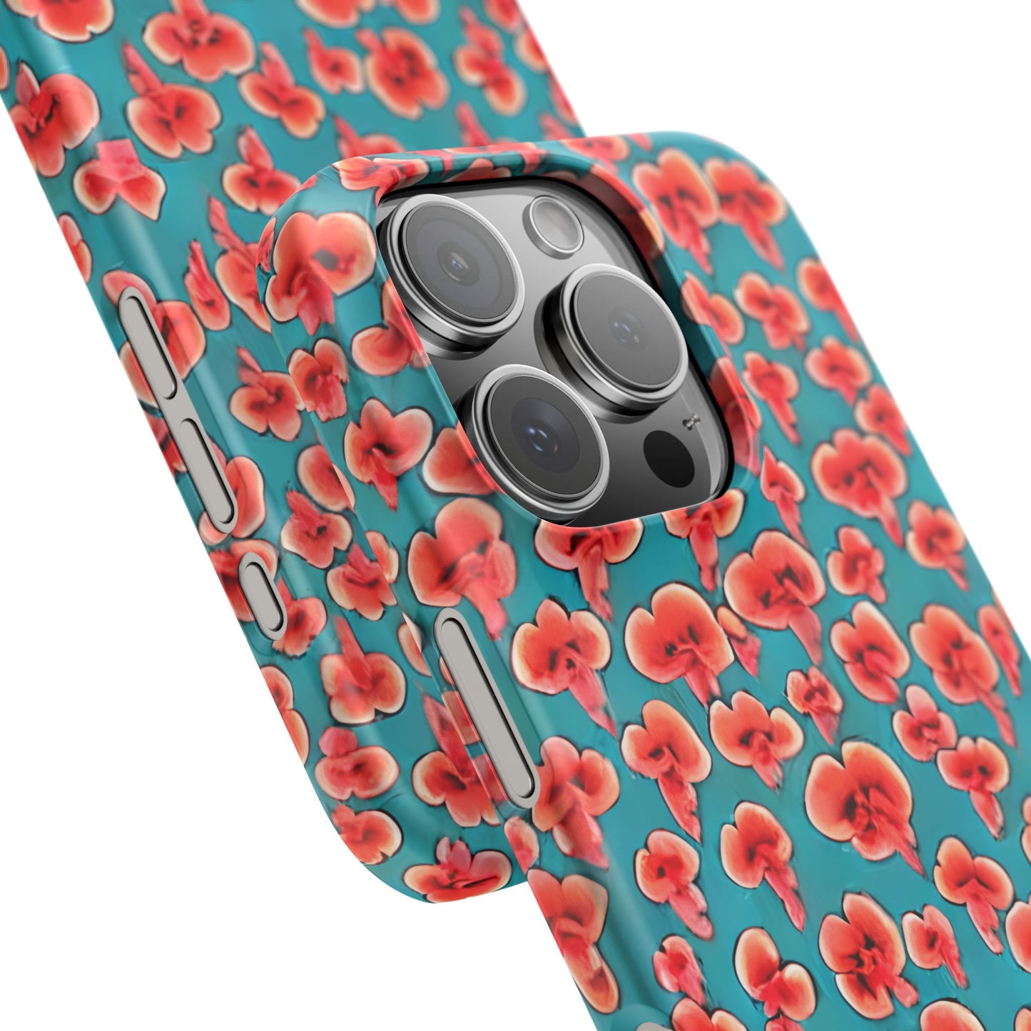 Coral & Teal Abstract Floral Snap Case