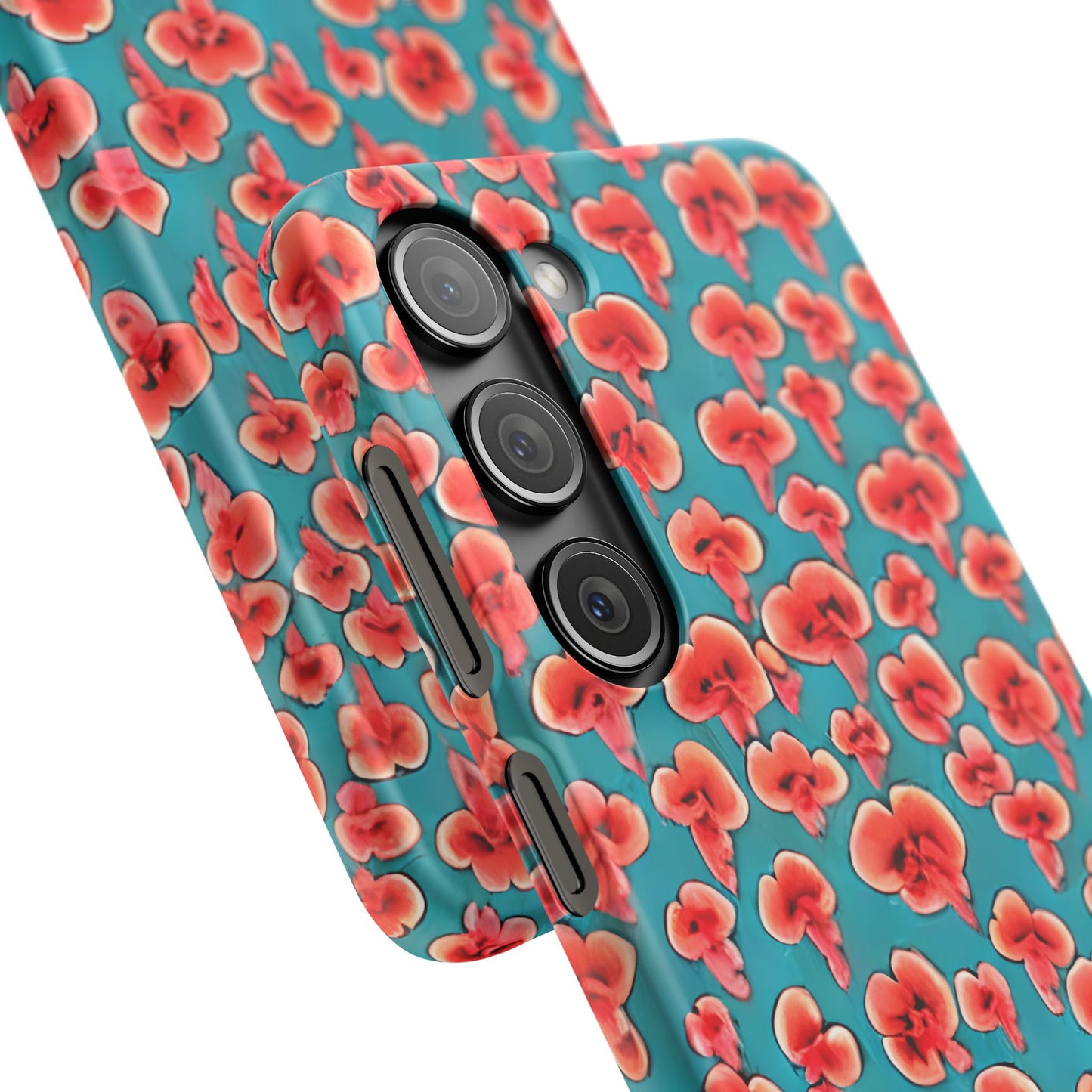 Coral & Teal Abstract Floral Snap Case