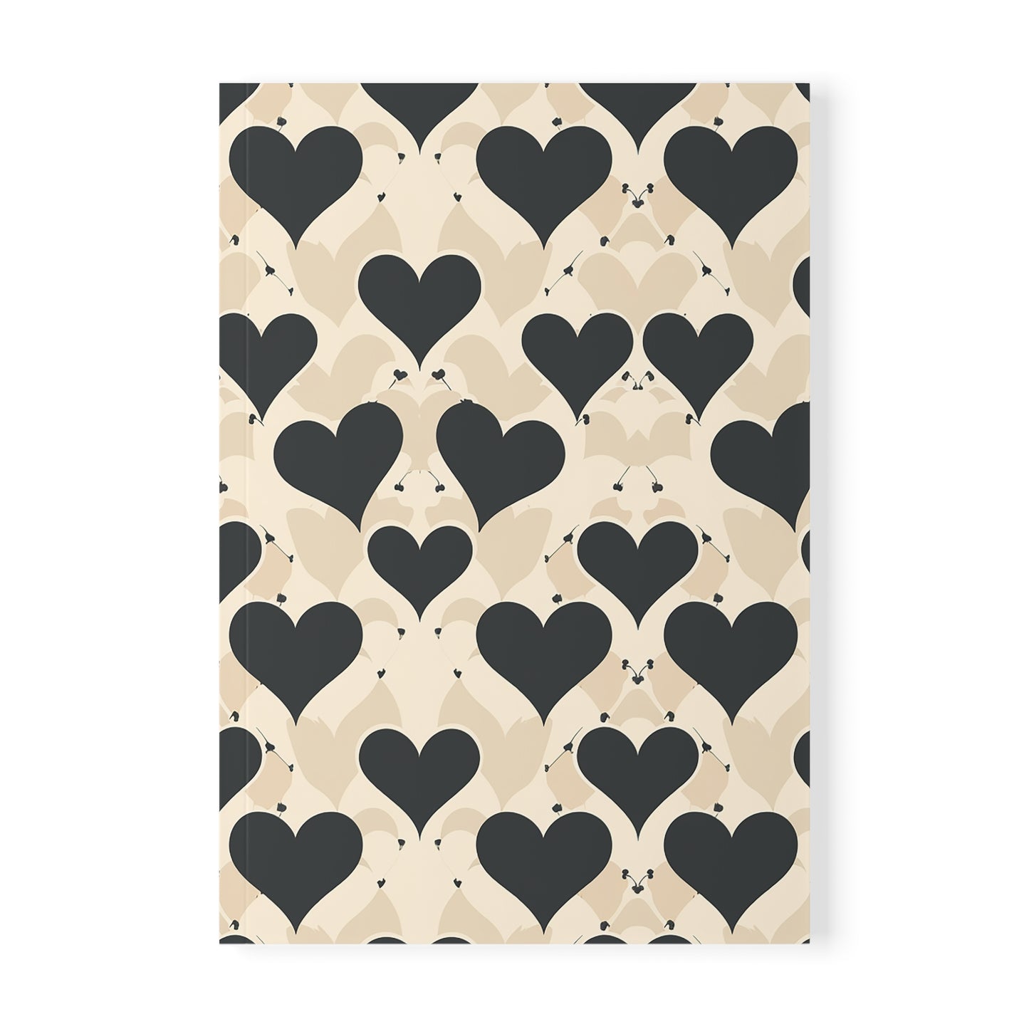 Prose in Taupe Chic Heart Pattern Notebook, A5 Softcover Journal