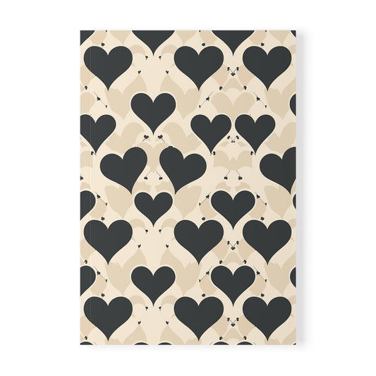 Prose in Taupe Chic Heart Pattern Notebook, A5 Softcover Journal