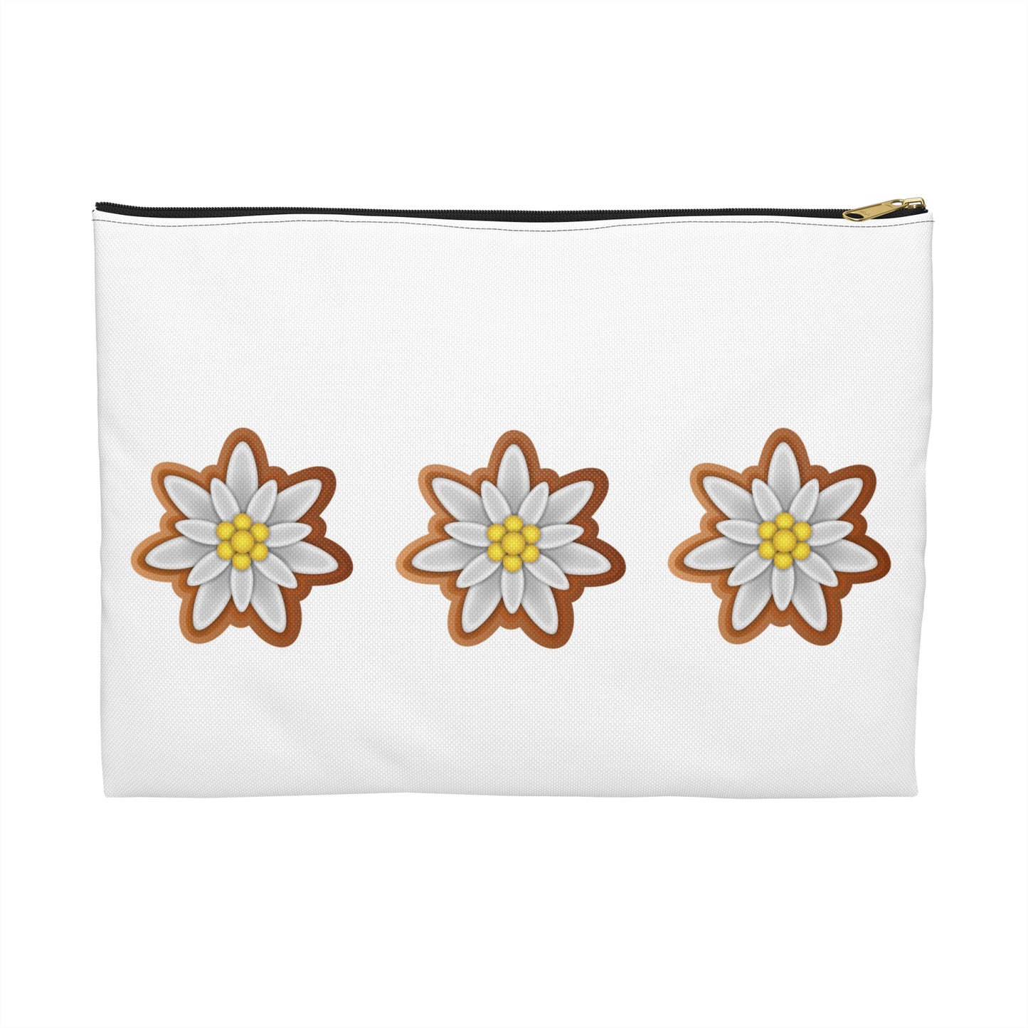 Edelweiss Flowers Accessory Pouch | Bavarian Diamond Pattern