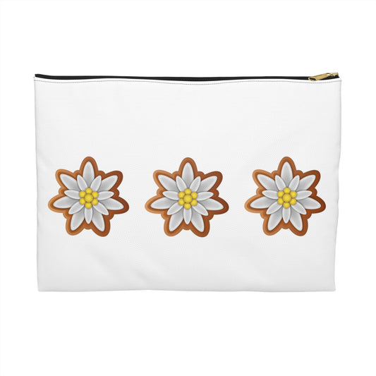 Edelweiss Flowers Accessory Pouch | Bavarian Diamond Pattern