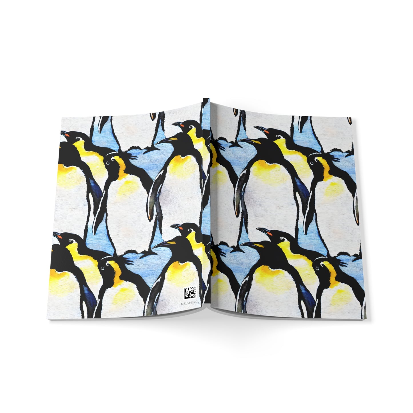 Polar Parade Penguin-patterned Softcover Notebook, A5