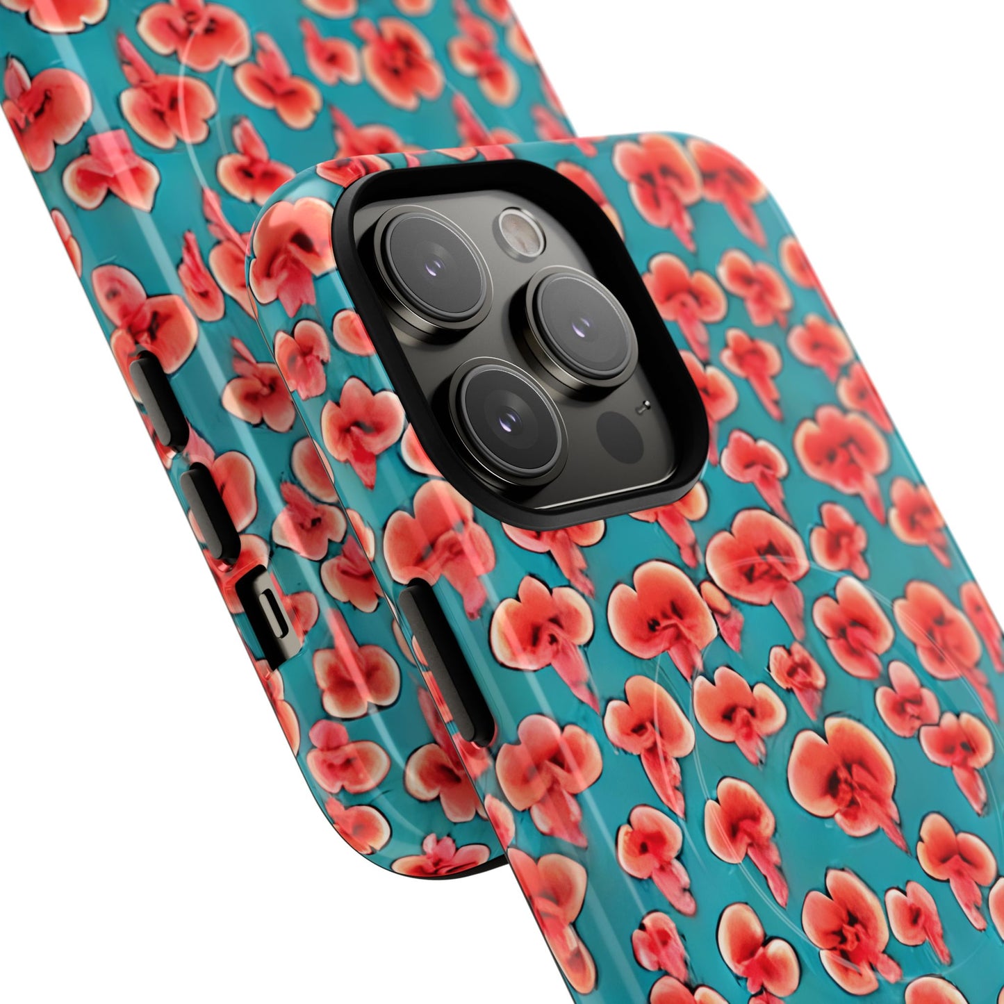 Coral & Teal Abstract Floral Tough Magnetic Case