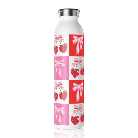 Sweet Pink Coquette Bow Slim Water Bottle