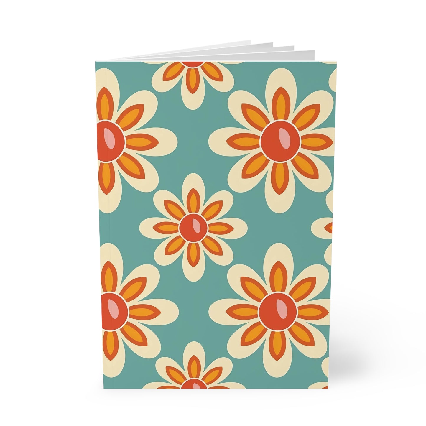 Retro-Notizbuch mit Blumenmuster, A5-Format, Softcover