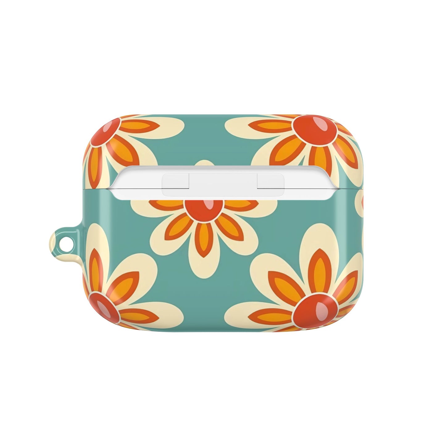 Retro Vintage Orange Turquoise Flower AirPod Cases