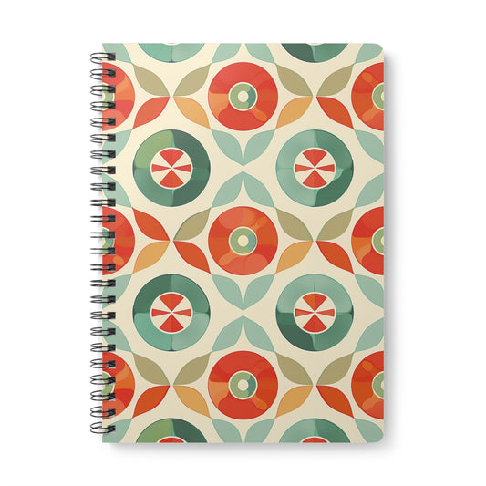 Crossplay Spheres - Colorful Floral Pattern Wirobound Notebook, A5