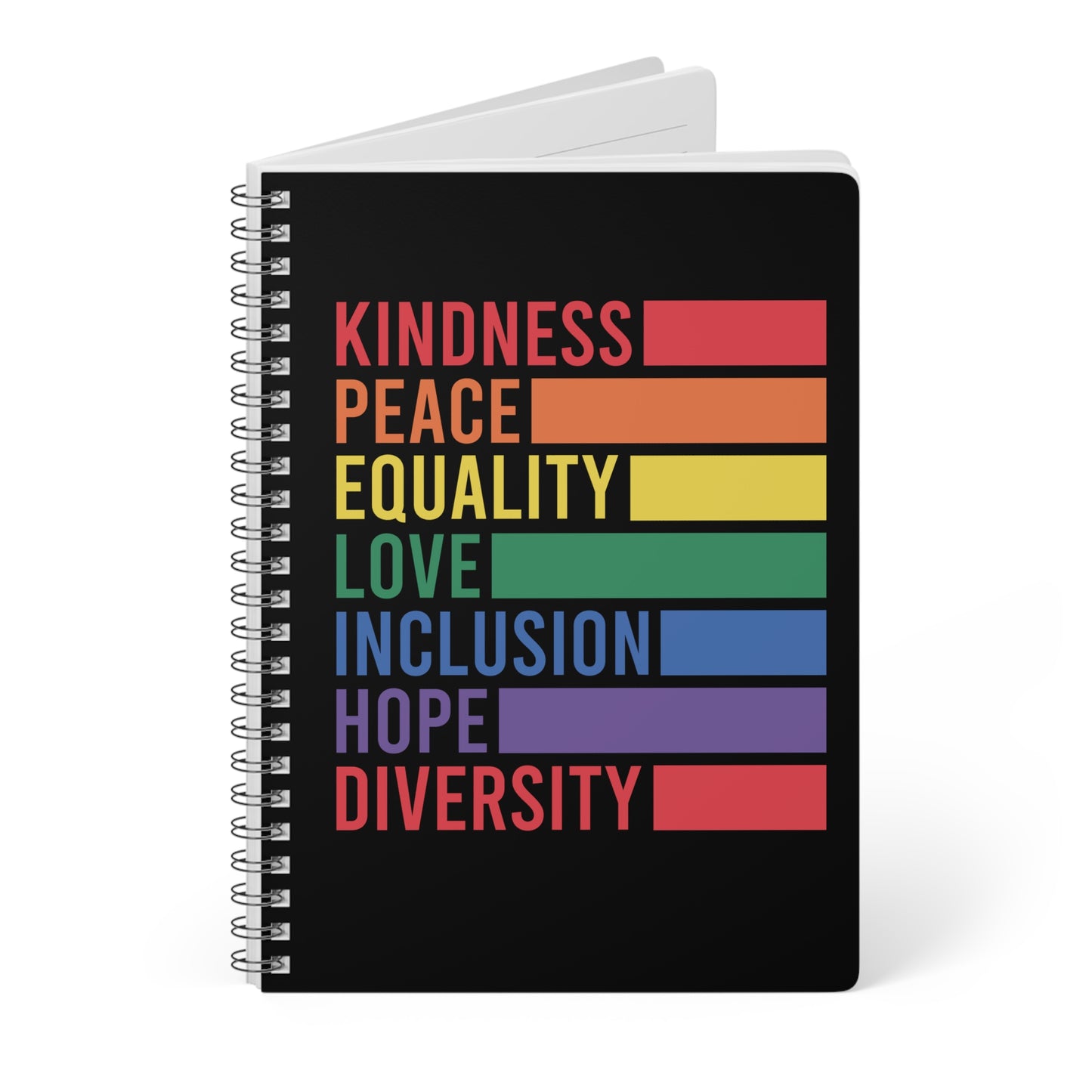 Inspirational Wirobound Notebook - Kindness, Peace, Equality, Love, Diversity Journal A5