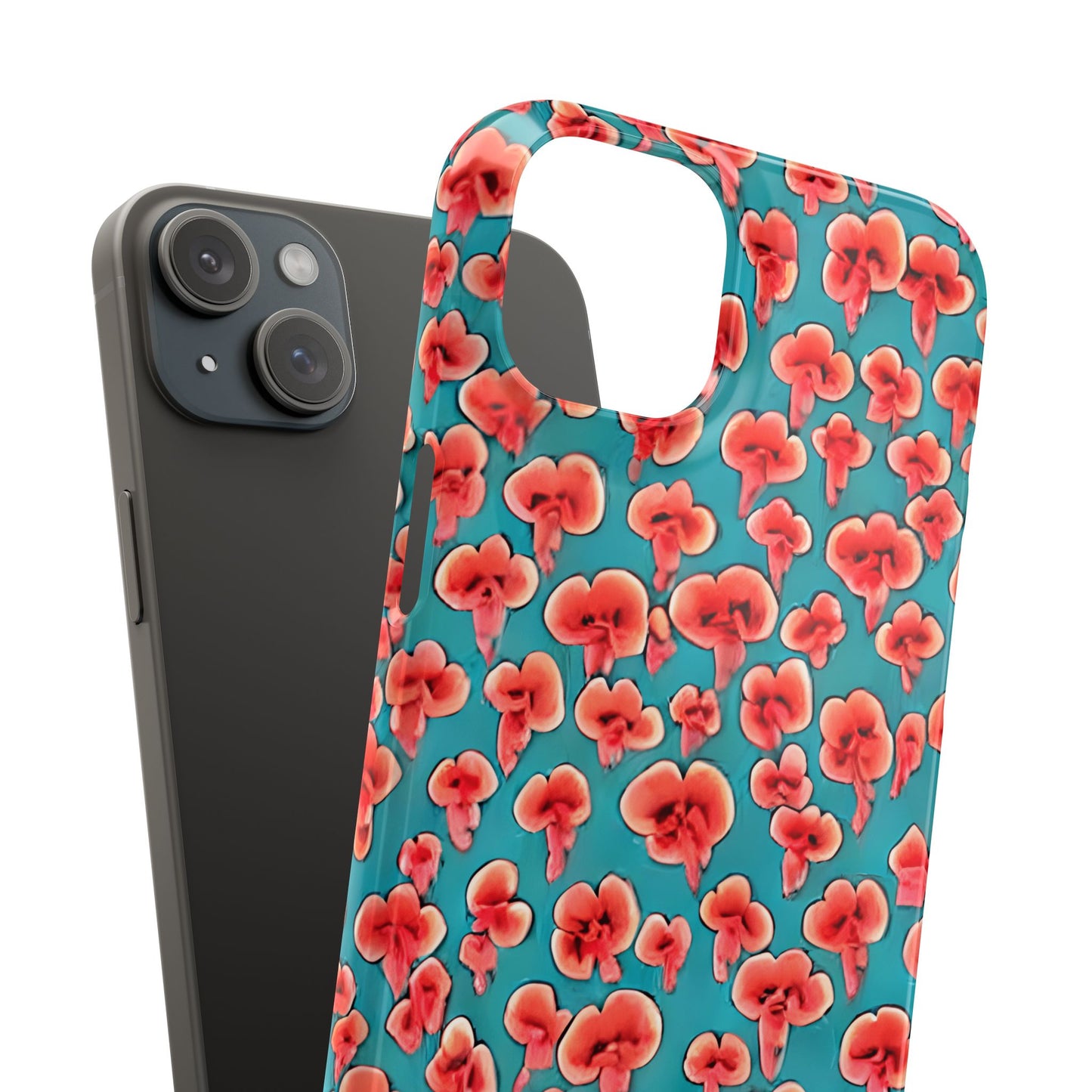 Coral & Teal Abstract Floral Snap Case