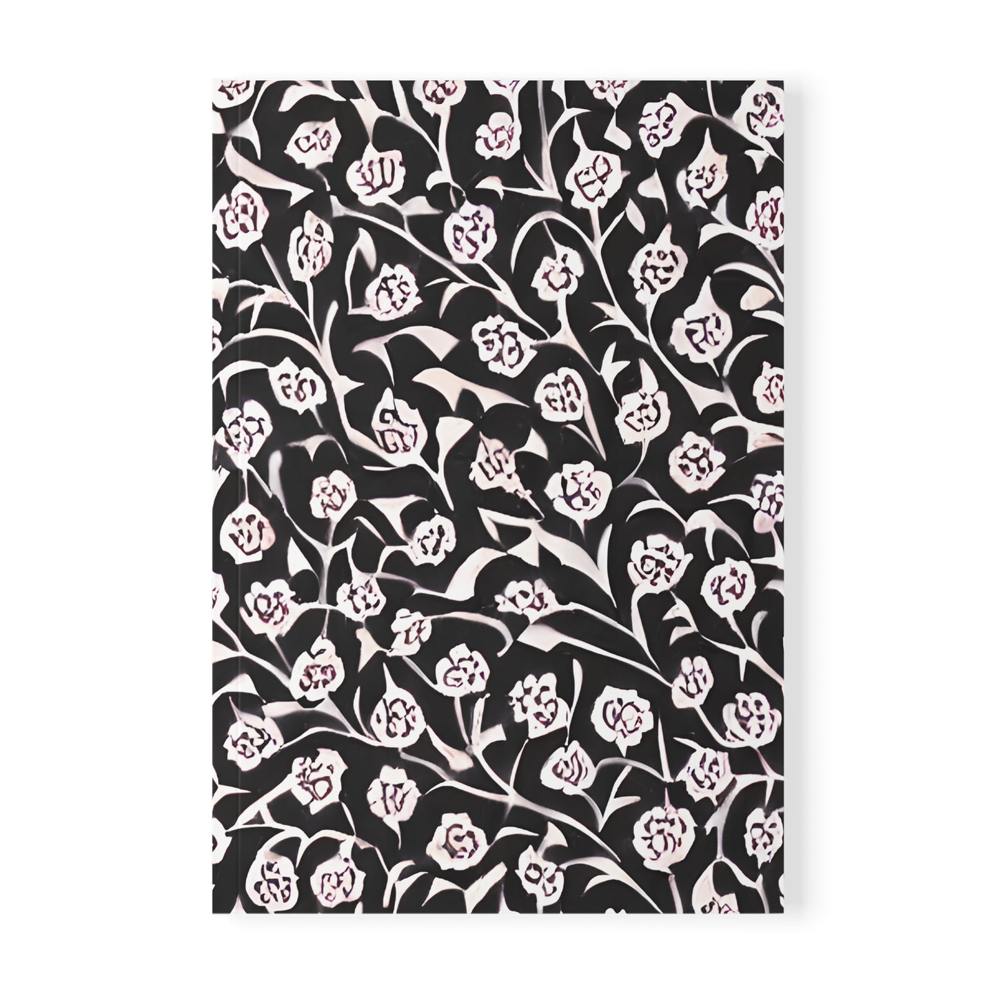 Abstract Black & White Floral Softcover Notebook A5